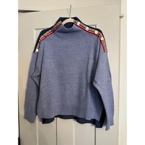 Tommy Hilfiger Blue Sweater Mock Turtle Neck Long Sleeve Size M